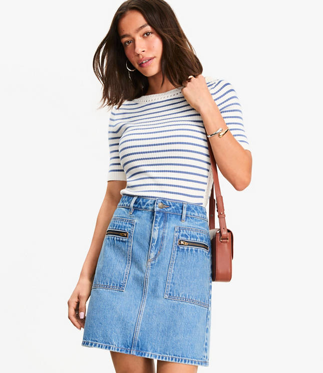 Denim Utility Mini Skirt Light Vintage Indigo Wash