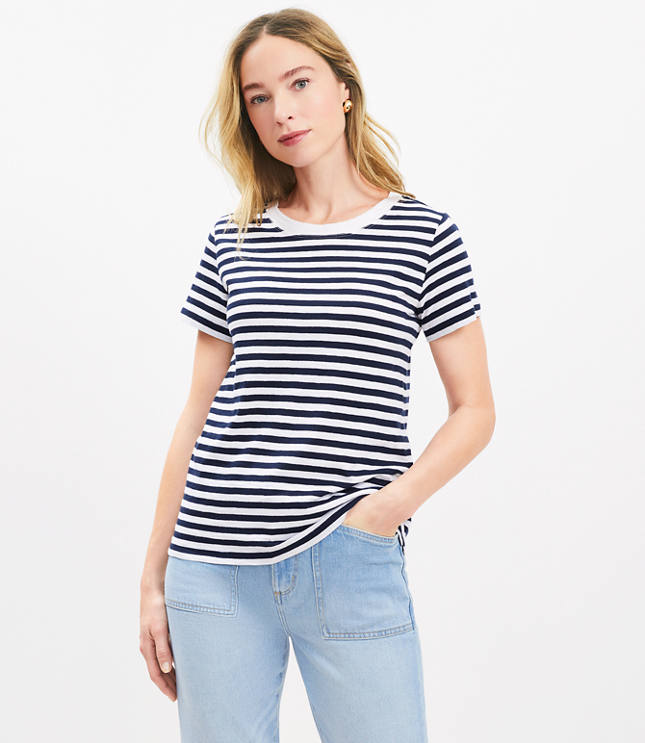 Petite Striped Everyday Crew Tee