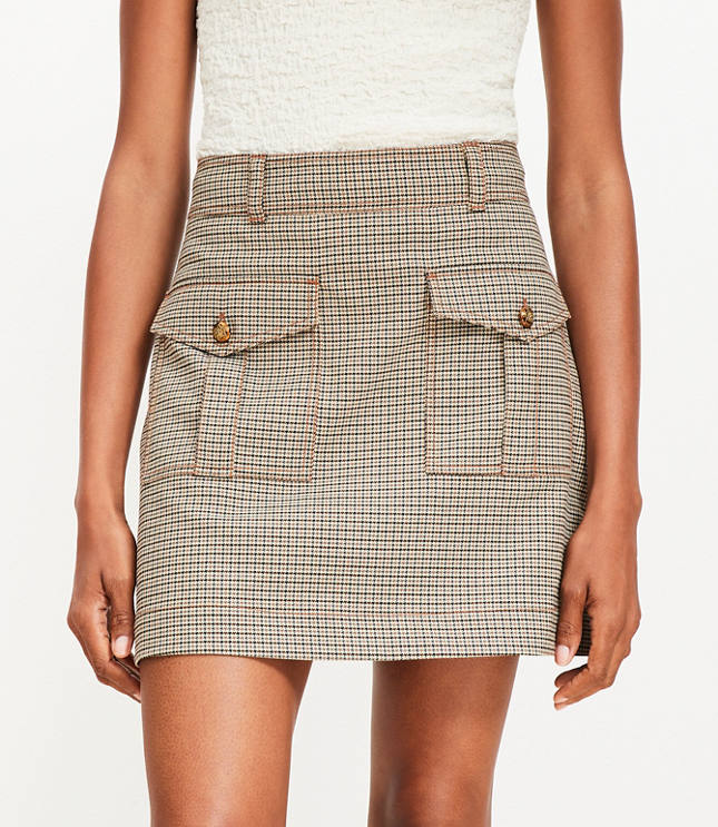 Plaid Pleated Patch Pocket Mini Skirt