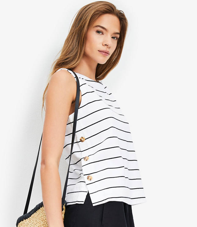 Striped Side Button Tank Top