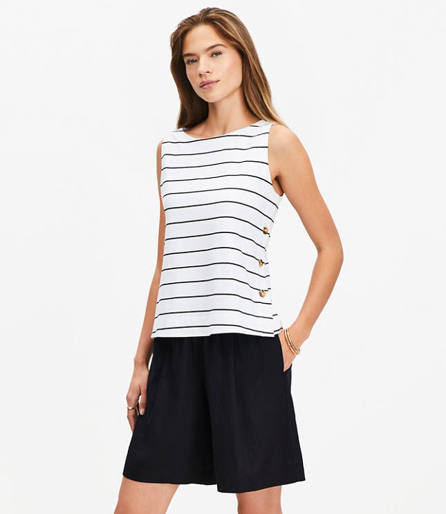 Striped Side Button Tank Top