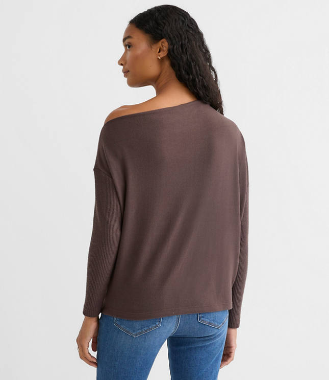Ribtrim Jersey Off The Shoulder Top