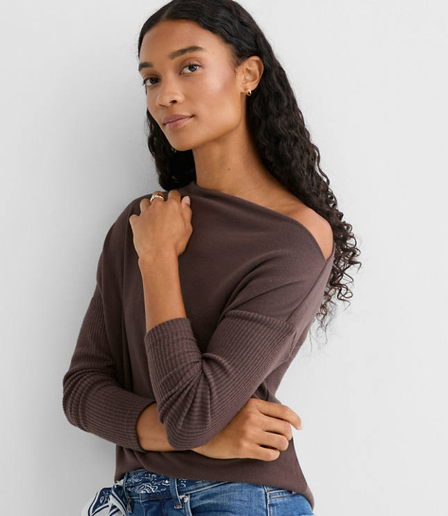 Ribtrim Jersey Off The Shoulder Top