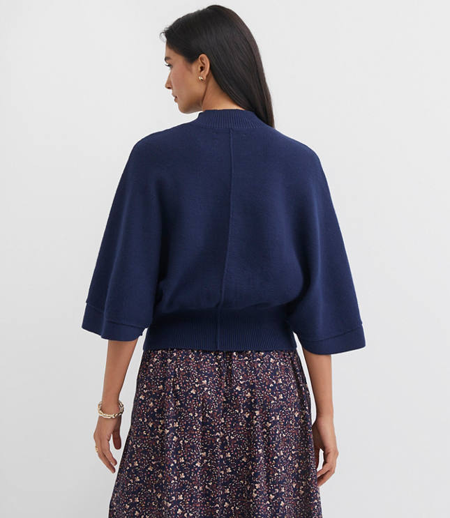 Ribtrim Mock Neck Cape Sweater