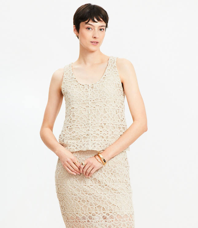 Scalloped Crochet Button Tank Top