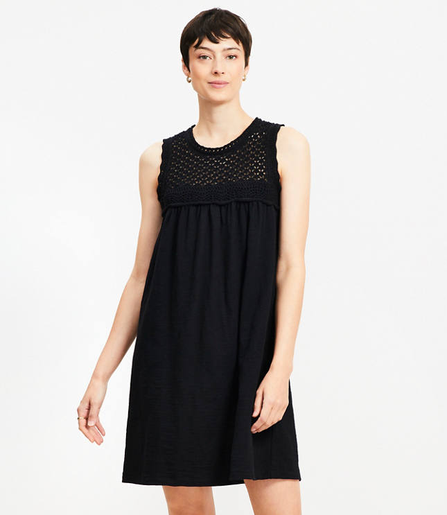 Petite Crochet Yoke Mini Dress