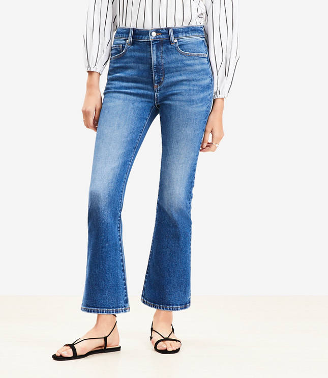 High Rise Kick Crop Jeans in Bright Medium Stone Wash