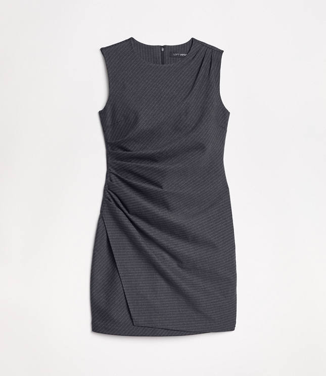 LOFT Versa Ruched Ponte Mini Dress in Pinstripe