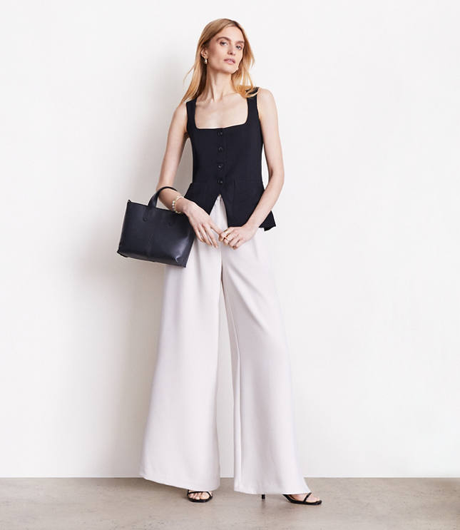 Loft LOFT Versa Crepe Drape Tank Pocket Vest