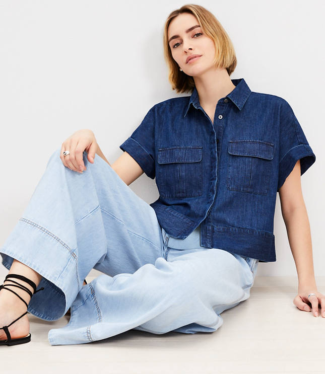 Chambray Modern Pocket Top