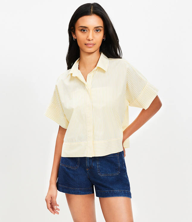 Striped Poplin Modern Pocket Top