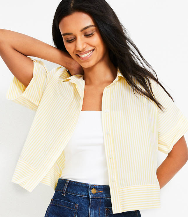 Striped Poplin Modern Pocket Top