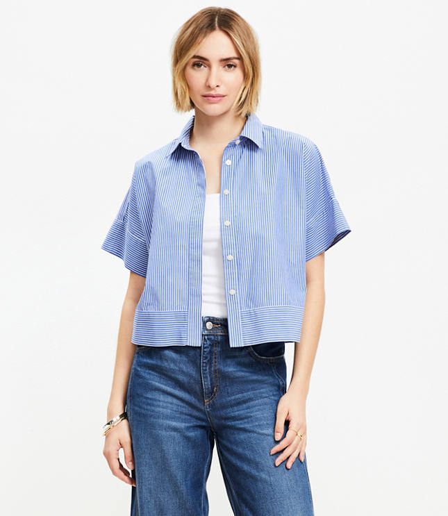Striped Poplin Modern Pocket Top
