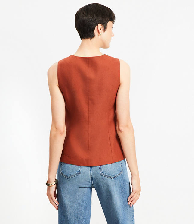 Petite Cotton Linen Double Breasted Vest