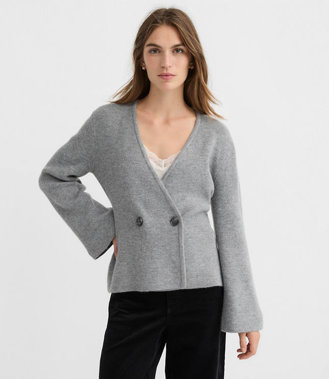 Ribbed Double Button Sweater Jacket