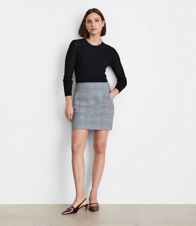 LOFT Versa Seasonless Stretch Pocket Mini Skirt in Plaid