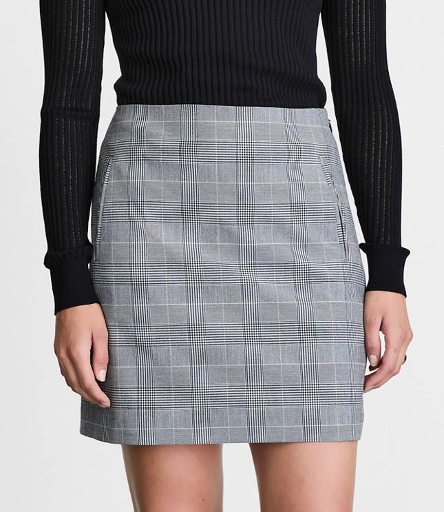 LOFT Versa Seasonless Stretch Pocket Mini Skirt Plaid