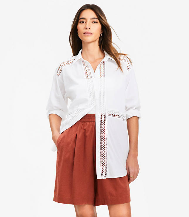 Lace Trim Everyday Oversized Shirt