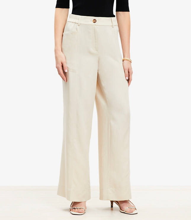 Petite Seamed Wide Leg Pants