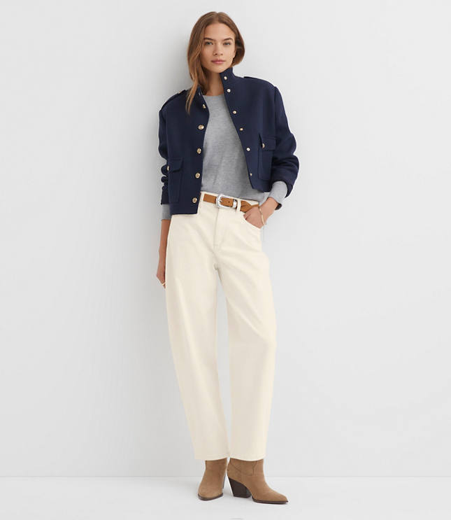 High Rise Barrel Jeans Ivory
