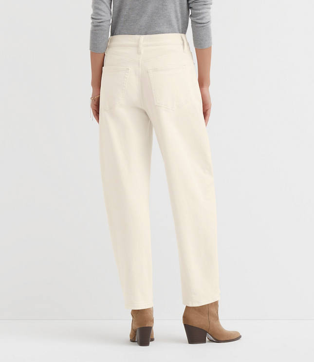 High Rise Barrel Jeans Ivory