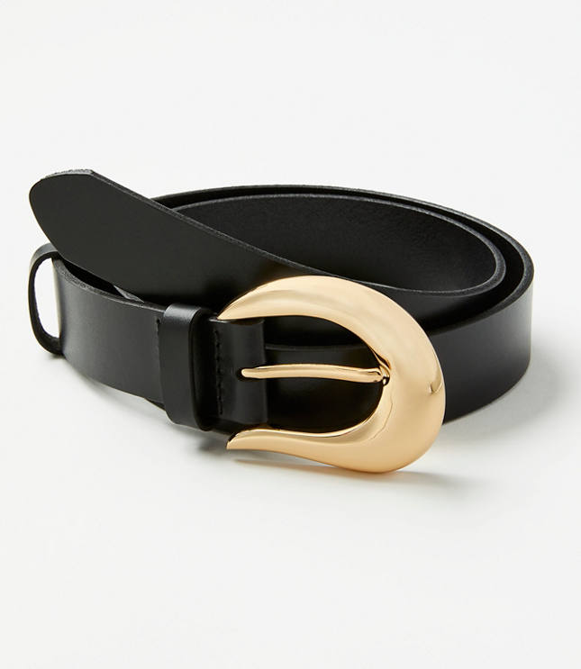 Sculpted Buckle Leather Belt