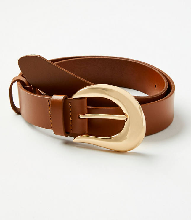 Sculpted Buckle Leather Belt