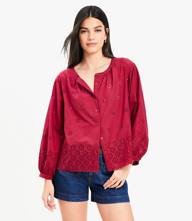 Embroidered Puff Sleeve Blouses | Loft