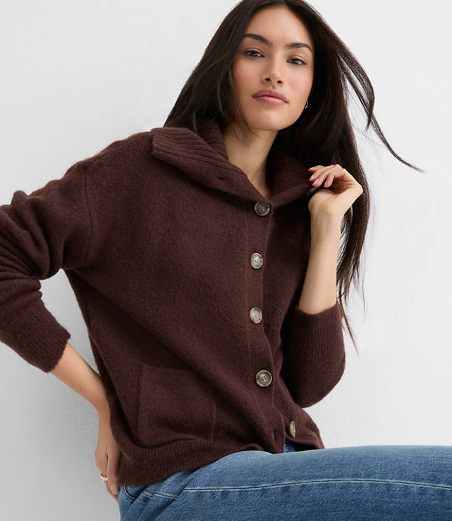 Wide Collared Sweater Jacket