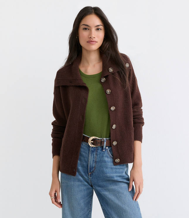 Wide Collared Sweater Jacket