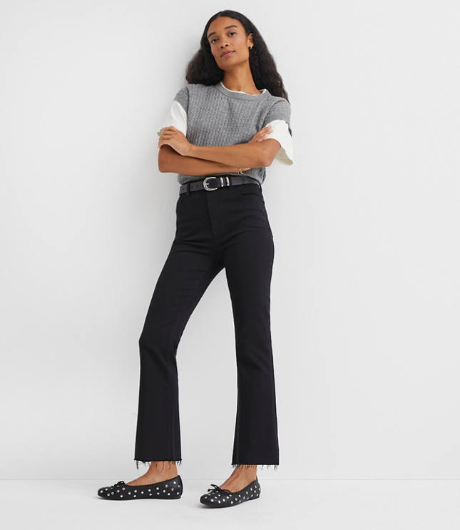 Fresh Cut High Rise Kick Crop Jeans in Jet Black Wash