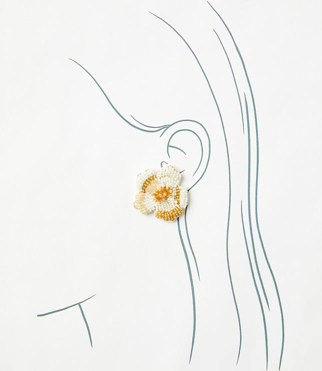 Beaded Flower Statement Stud Earrings