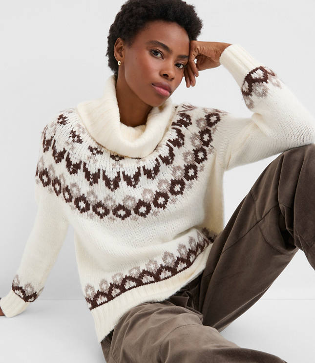 Fair Isle Cowl Neck Sweater