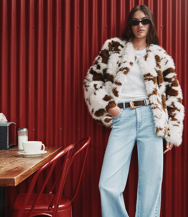 Spotted Faux Shearling Jacket