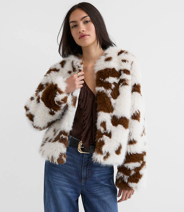 Spotted Faux Shearling Jacket
