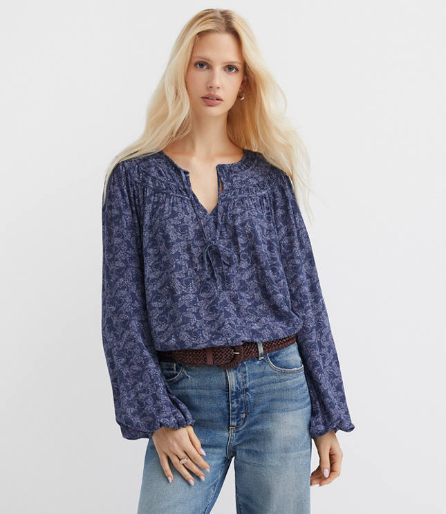 Swirl Stitched Yoke Blouse