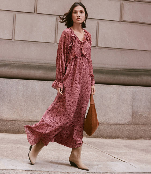 Petite Floral Ruffle Maxi Dress