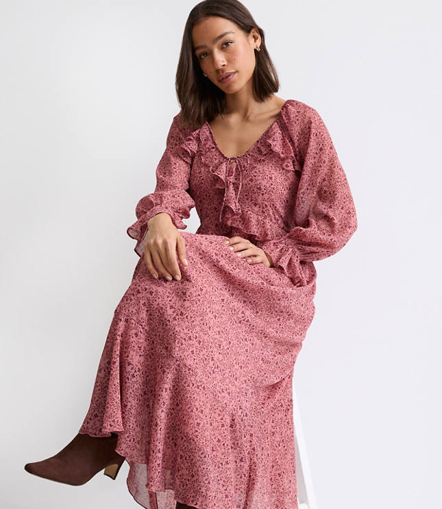 Petite Floral Ruffle Maxi Dress