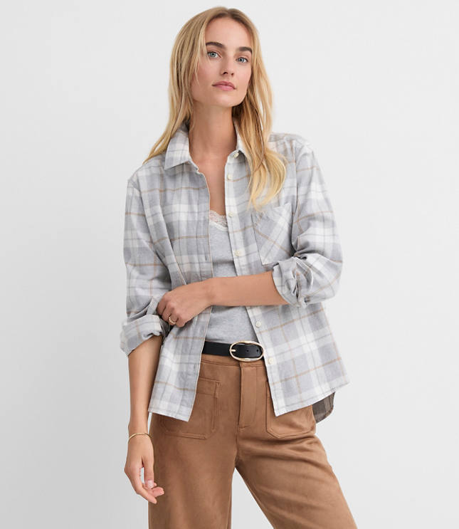 Petite Plaid Flannel Everyday Relaxed Pocket Shirt