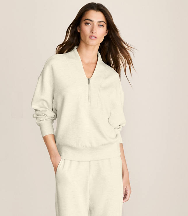 Petite Lou & Grey Heathered Scubasoft Half Zip Top