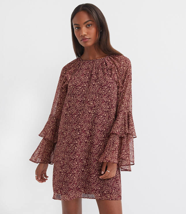 Petite Floral Ruffle Mini Dress