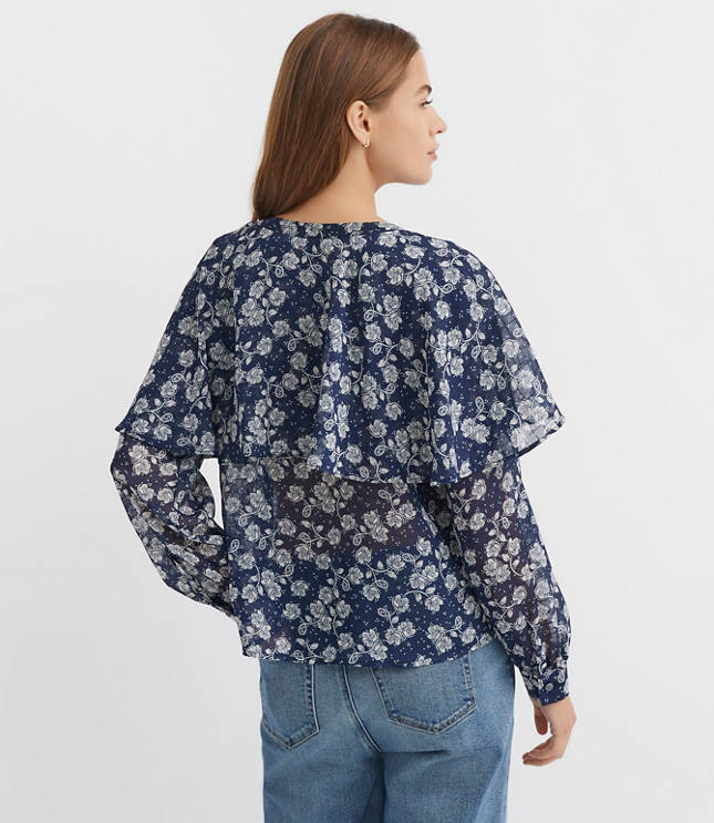 Petite Floral Cape Blouse