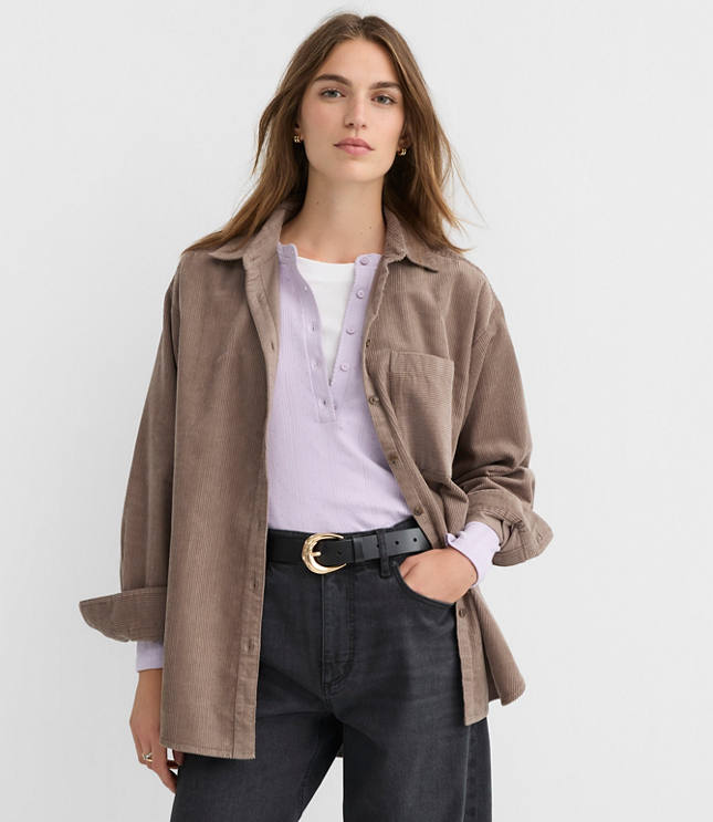 Petite Corduroy Everyday Oversized Pocket Shirt