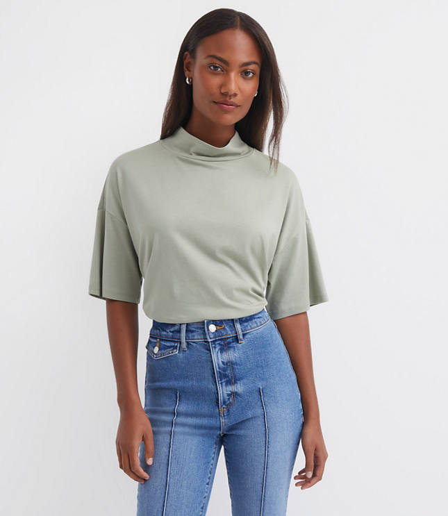 Petite Mock Neck Modern Tee