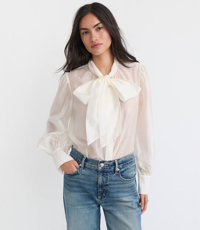 bow.a 水際 BALLOON TOPS S size Bow Sleeve Tops | Loft