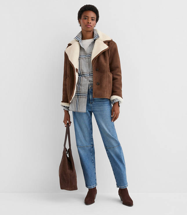 Faux Suede Sherpa Jacket