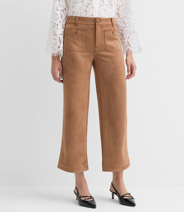 Curvy Palmer Wide Leg Pants in Faux Suede