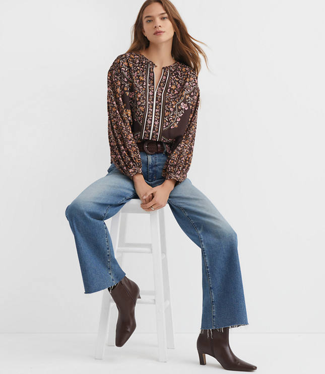 Floral Split Neck Blouse