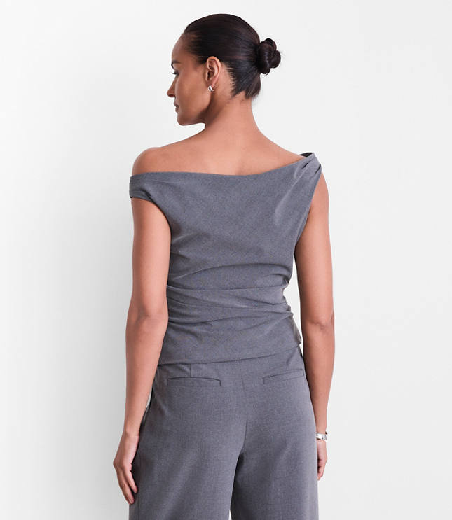 Petite LOFT Versa Seasonless Stretch Off The Shoulder Top in Heather