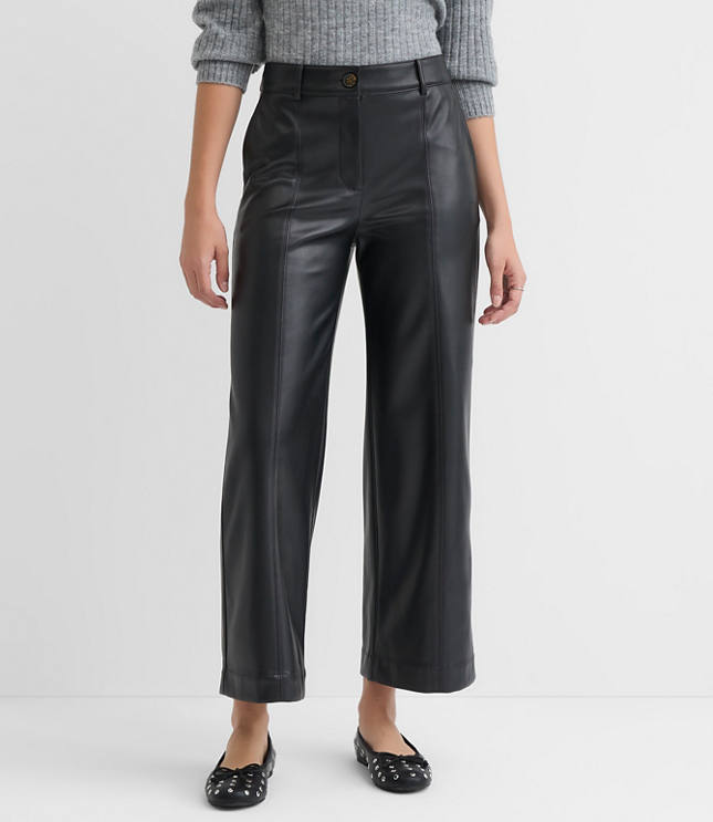 Tall Wide Leg Pants in Faux Leather